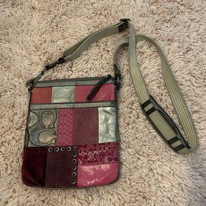 Pink Holiday Patchwork Coach Crossbody Purse
